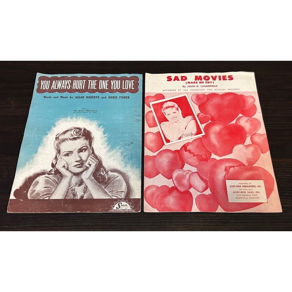 Vintage Sheet Music Lot Sad Movies You Always Hurt The One You Love 1944 1961